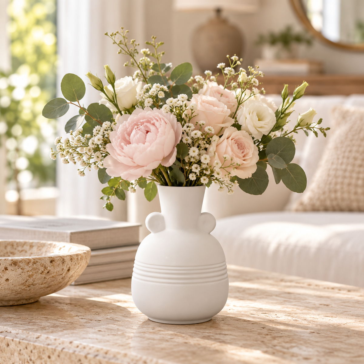Vesari Embossed Banded Ceramic Vase