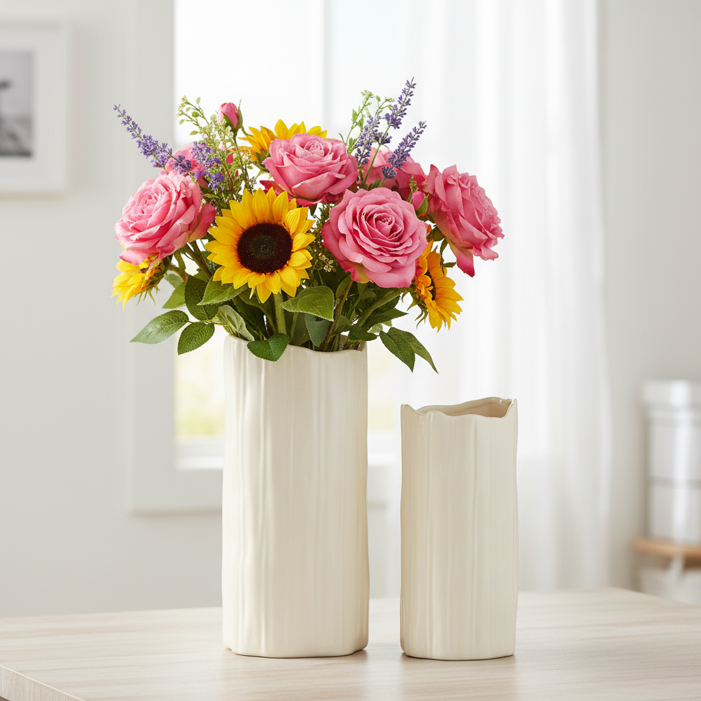 Alexandria Organic Column Ceramic Vases (Set of 2)