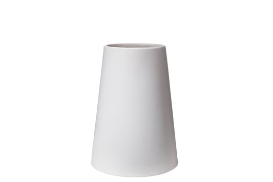 Ceramic Round Bellied Vase Matte Finish White-10.25"H -102