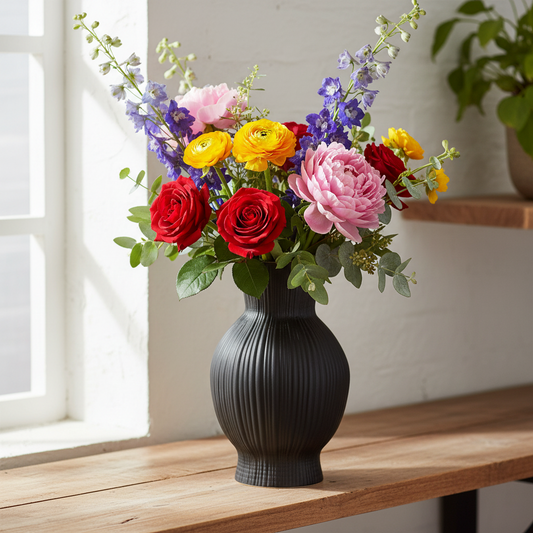 Renata Ribbed Ceramic Vase
