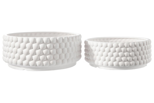 Ceramic Round Bowl Matte Finish White-6.50"H