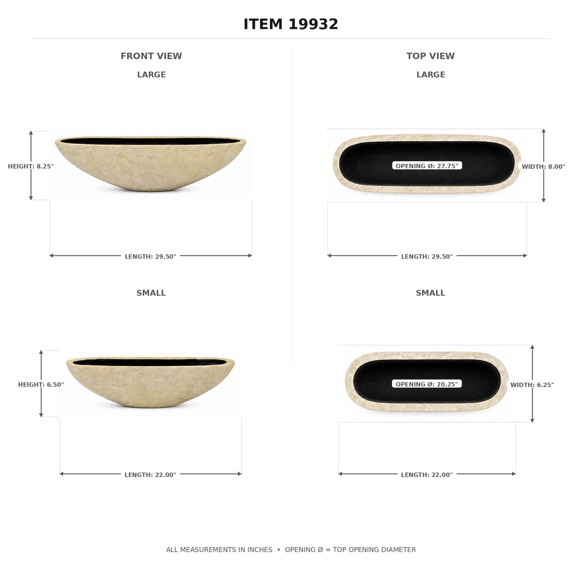 Hailey Shell Mosaic Boat Planter Set (Set of 2)