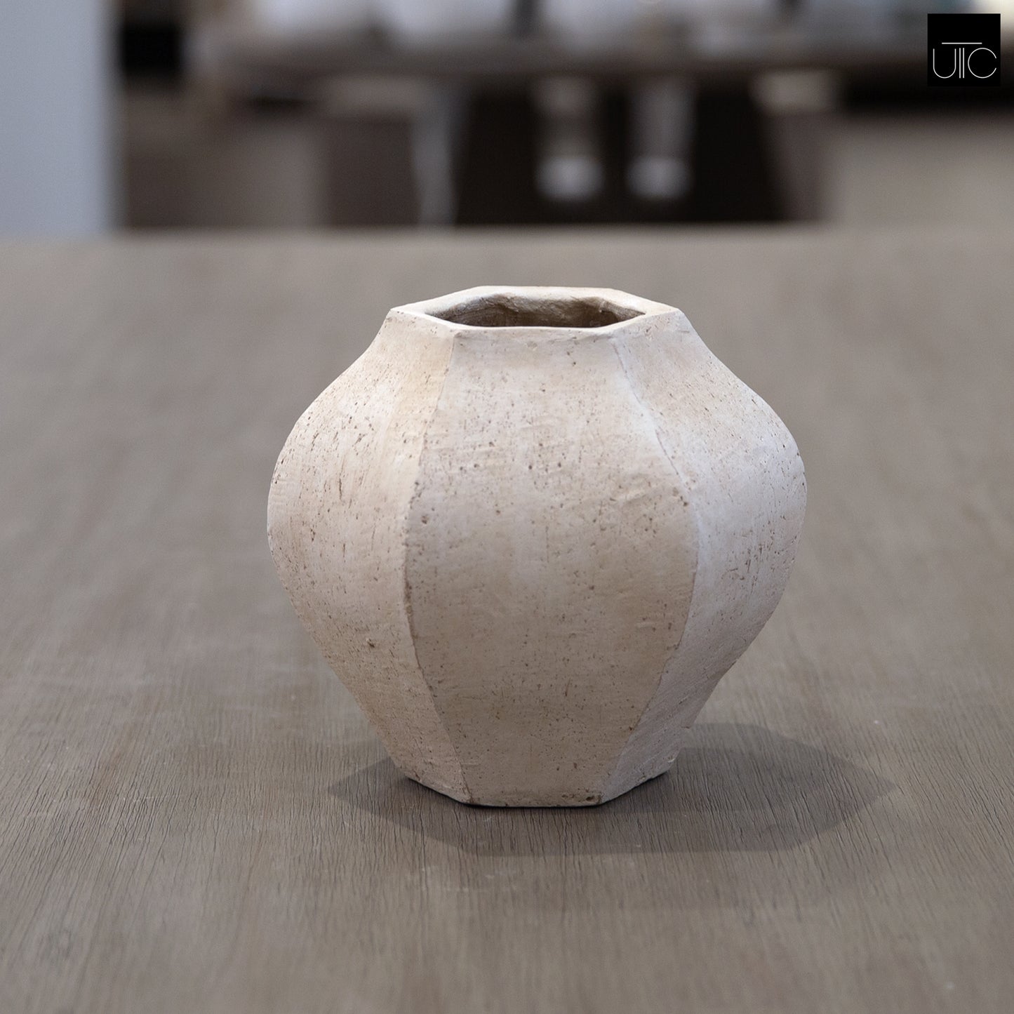Lana Handcrafted Faceted Terracotta Vase with Sculptural Form