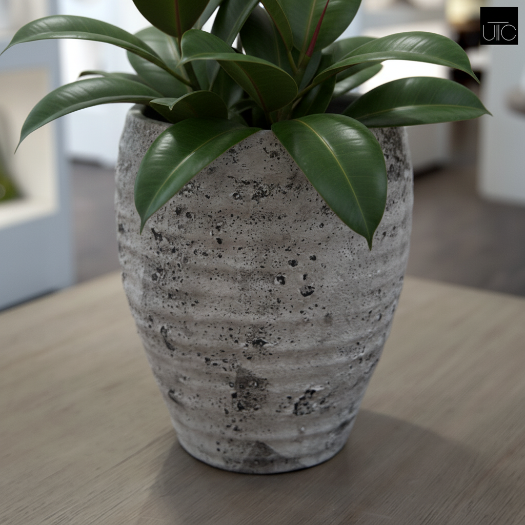 Olya Textured Barrel-Style Cement Planter