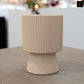Oksana Ribbed Stoneware Vase with Tapered Pedestal Base