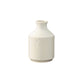 A white ceramic round vase with a chevron pattern design, a short neck, and a bottle ring mouth.