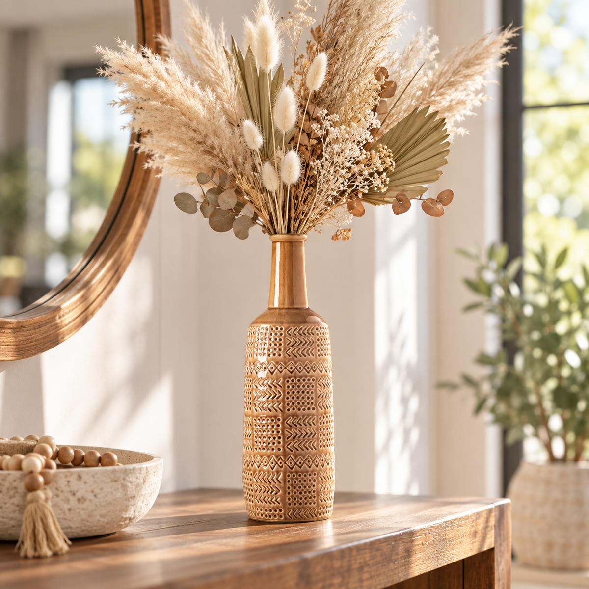 Zarien Layered Tribal Ceramic Vase