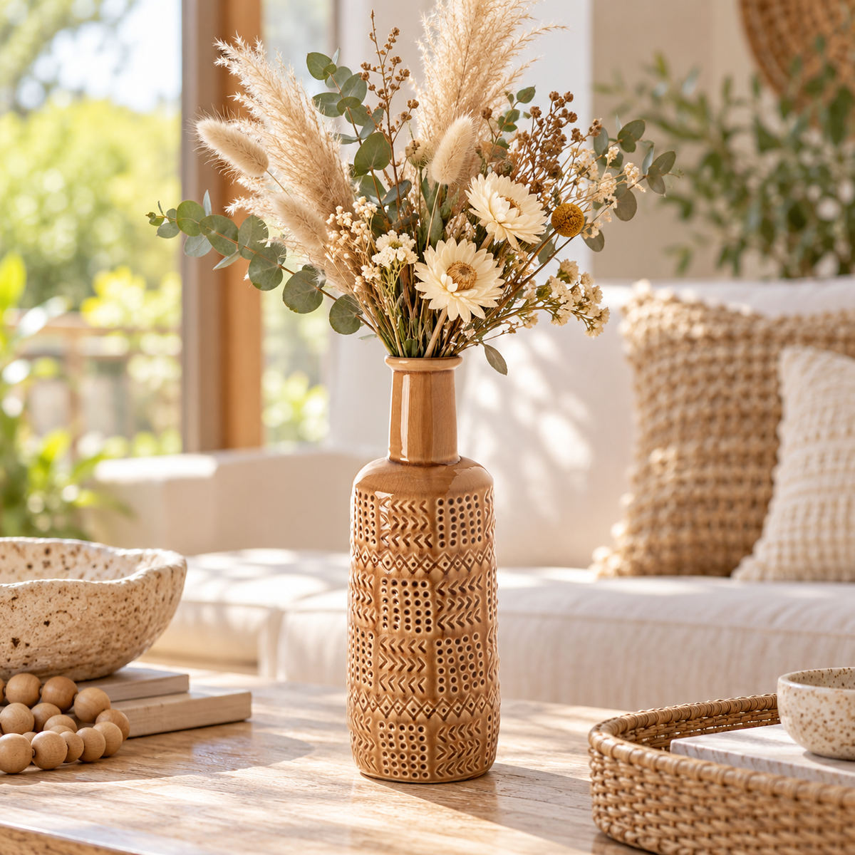 Zarien Layered Tribal Ceramic Vase