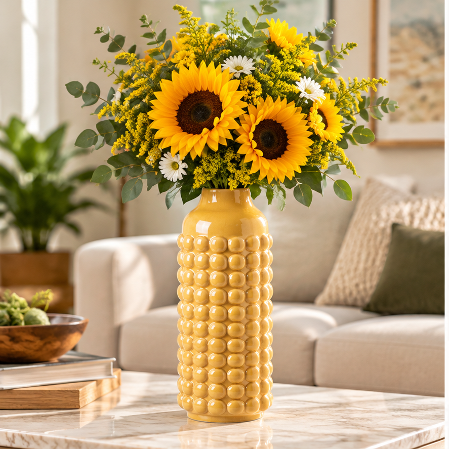 Nessa Round Bubbled Ceramic Vase