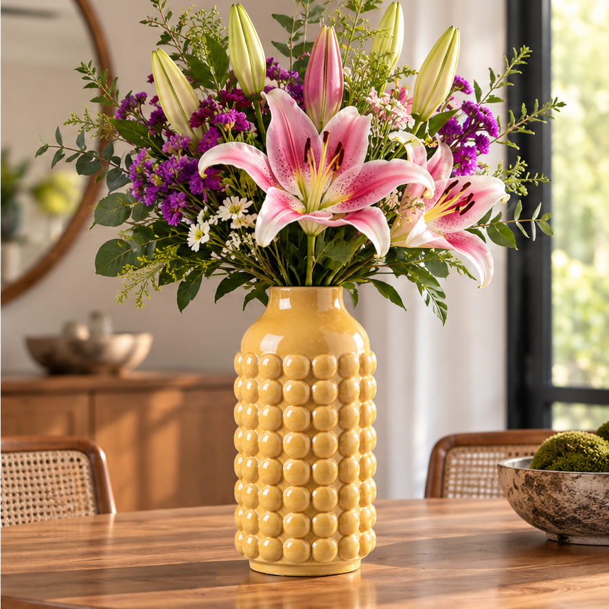 Nessa Round Bubbled Ceramic Vase
