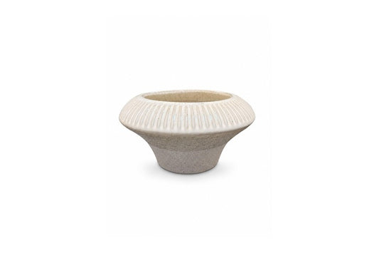 Sculptural Tapered Ceramic Flower Pot With Vertical Ribbed Rim