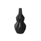 A matte finish white ceramic bellied round vase with narrow lips and a long neck.