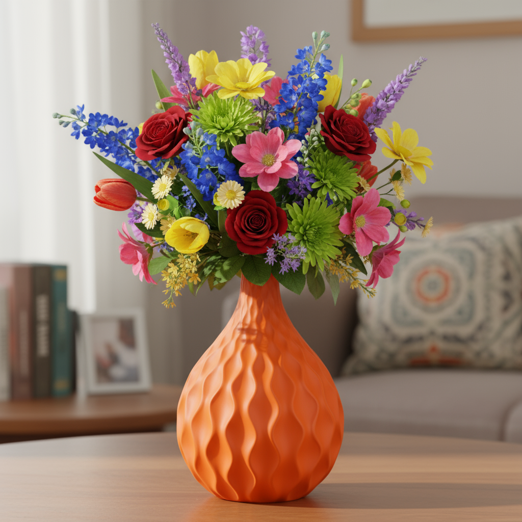Maia Ceramic Embossed Wave Pattern Vase