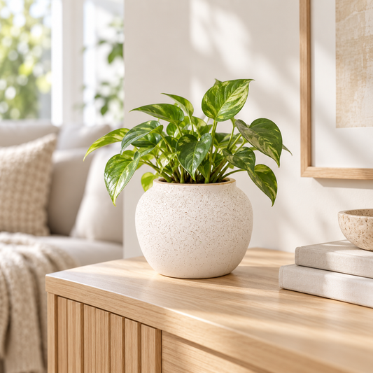 Noira White Stoneware Pot