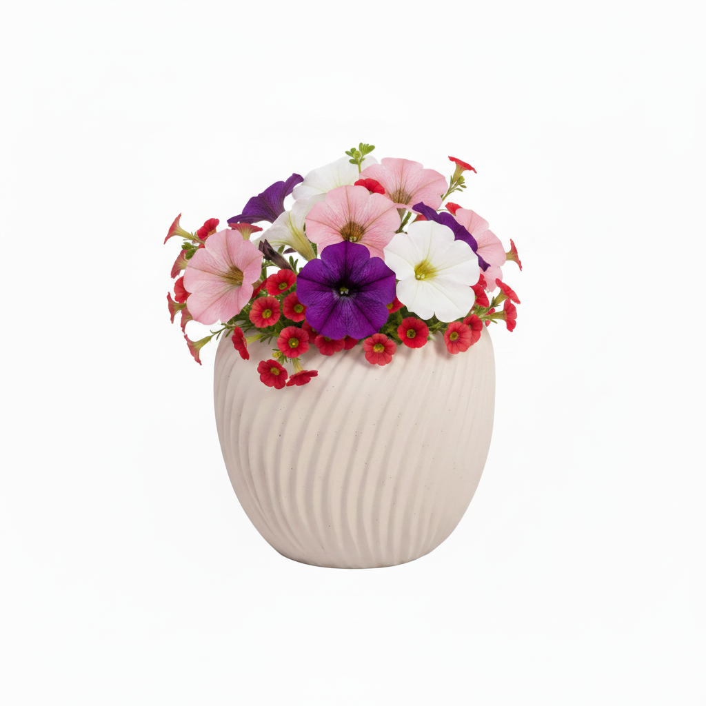 Rhett Rippled Off-White Ceramic Planter
