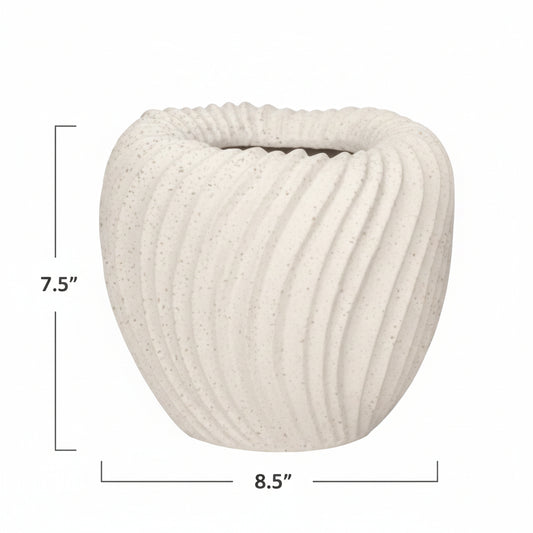 Rhett Rippled Off-White Ceramic Planter