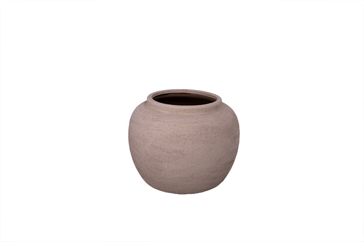 Ceramic Round Vase Body Vase Textured Matte Finish Beige Brown
