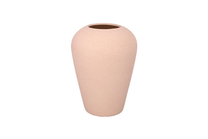 Earthy Tapered Ceramic Urn Vase Minimalist Ovoid Shape Light Brown