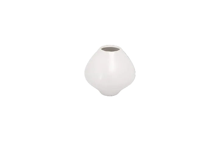 Diamond Shaped Ceramic Vase With Narrow Mouth Glossy White
