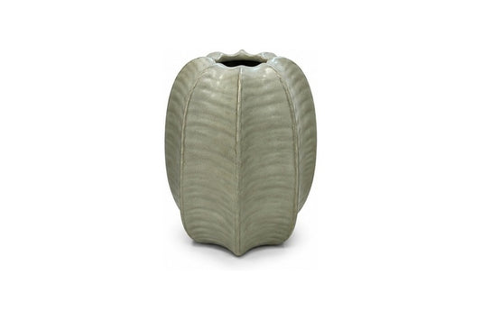 Pinch Lobed Ceramic Vase With Vertical Ribbed Panels