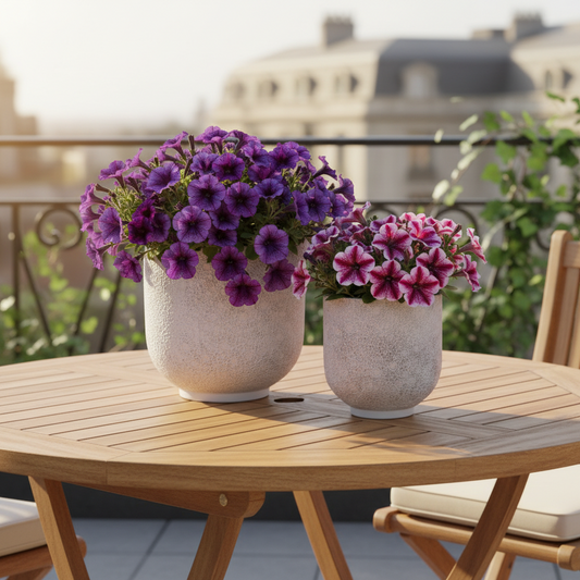Irina Textured Cylinder Planters with Recessed Pedestal Base (Set of 2)