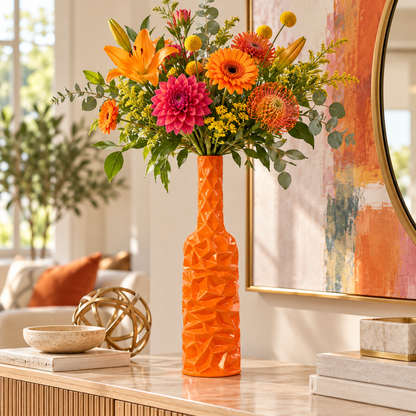 Rippled Ceramic Bottle Vase