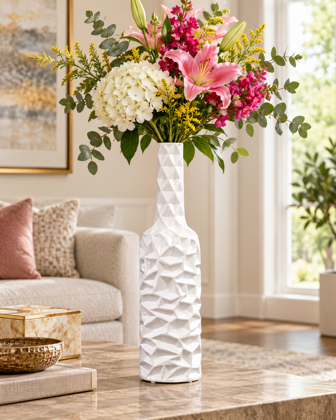 Rippled Ceramic Bottle Vase