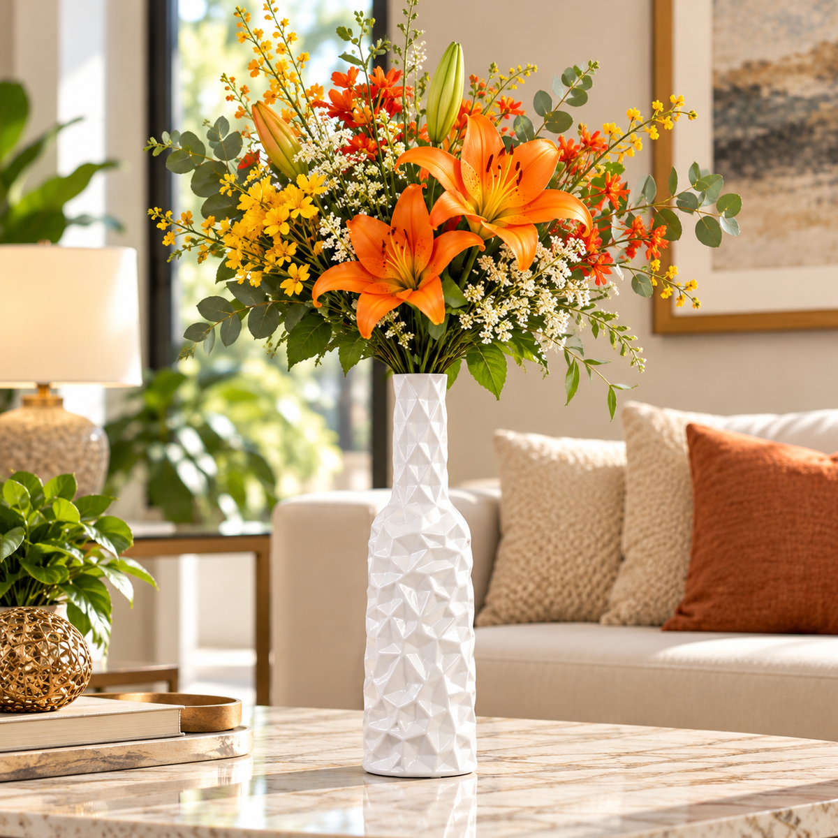 Rippled Ceramic Bottle Vase