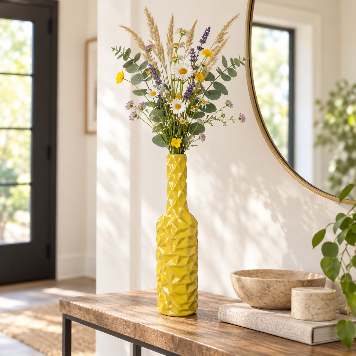 Rippled Ceramic Bottle Vase