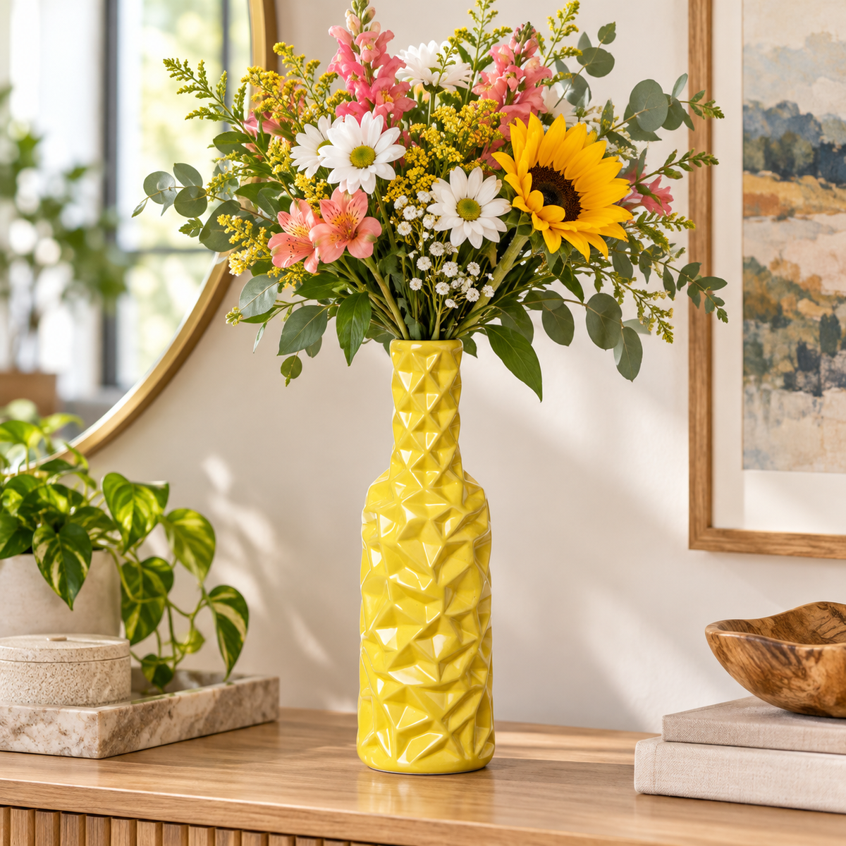 Rippled Ceramic Bottle Vase