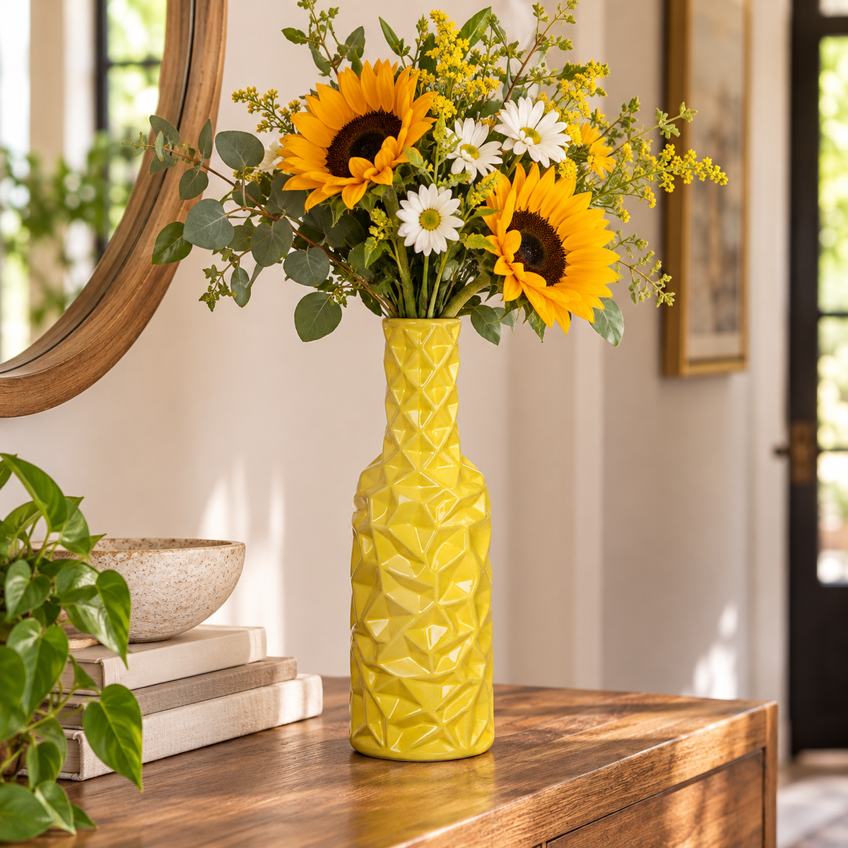 Rippled Ceramic Bottle Vase