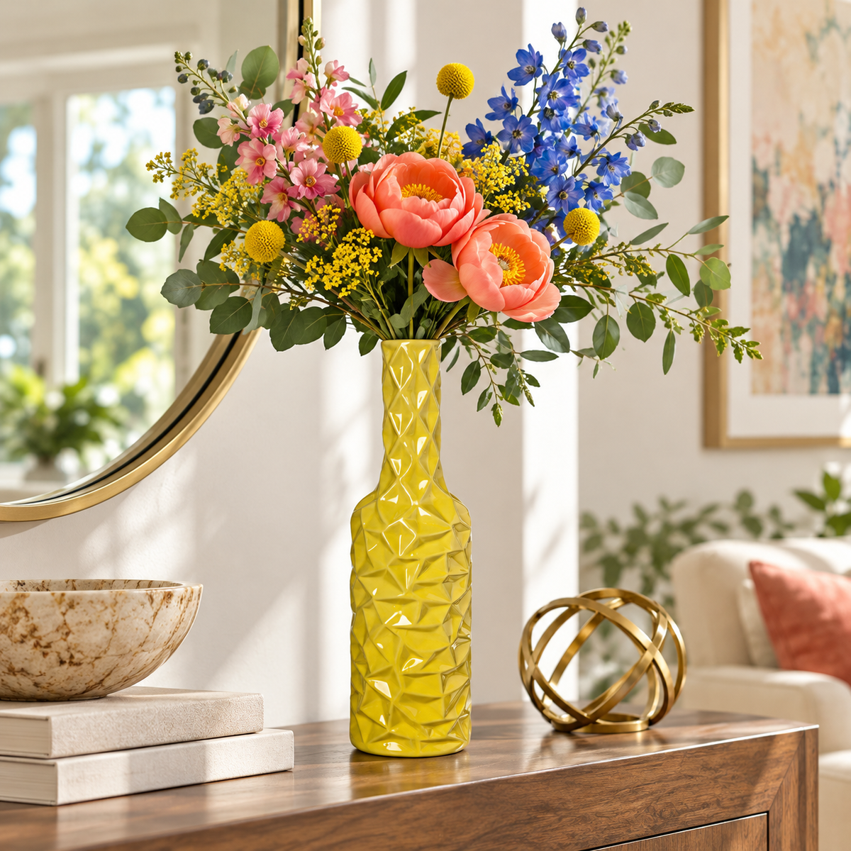 Rippled Ceramic Bottle Vase