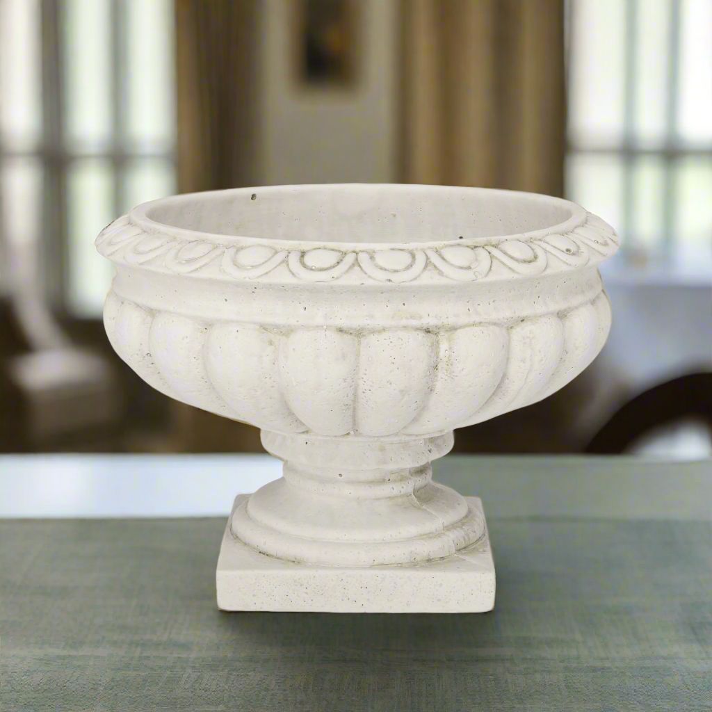 Niomie Cement Low Classic Urn Vase with Tapered Bottom