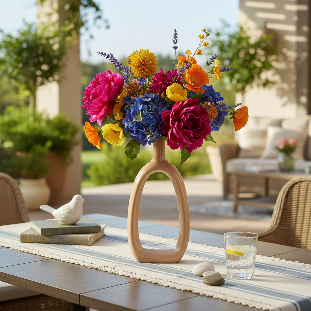 Allegra Ceramic Slim Oval Ring Vase