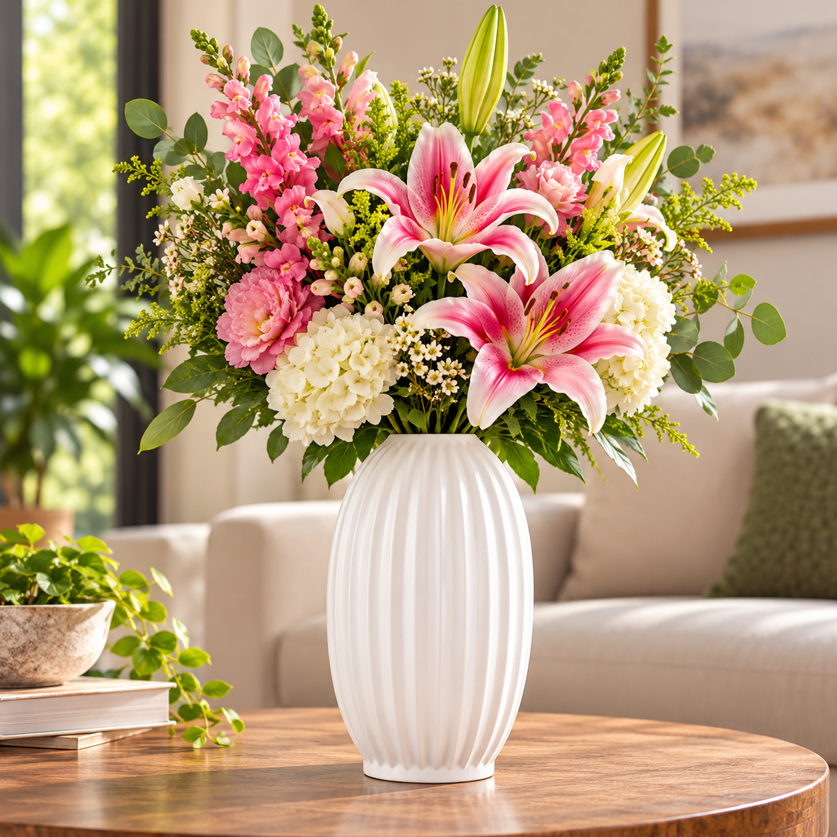 Fenton Embossed Column Ceramic Vase