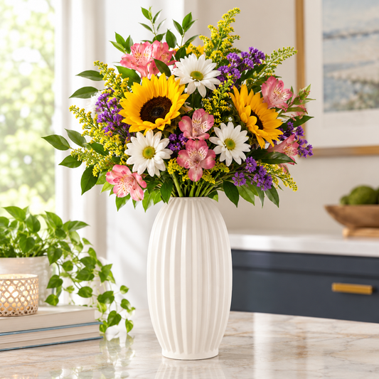 Fenton Embossed Column Ceramic Vase