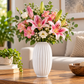 Fenton Embossed Column Ceramic Vase