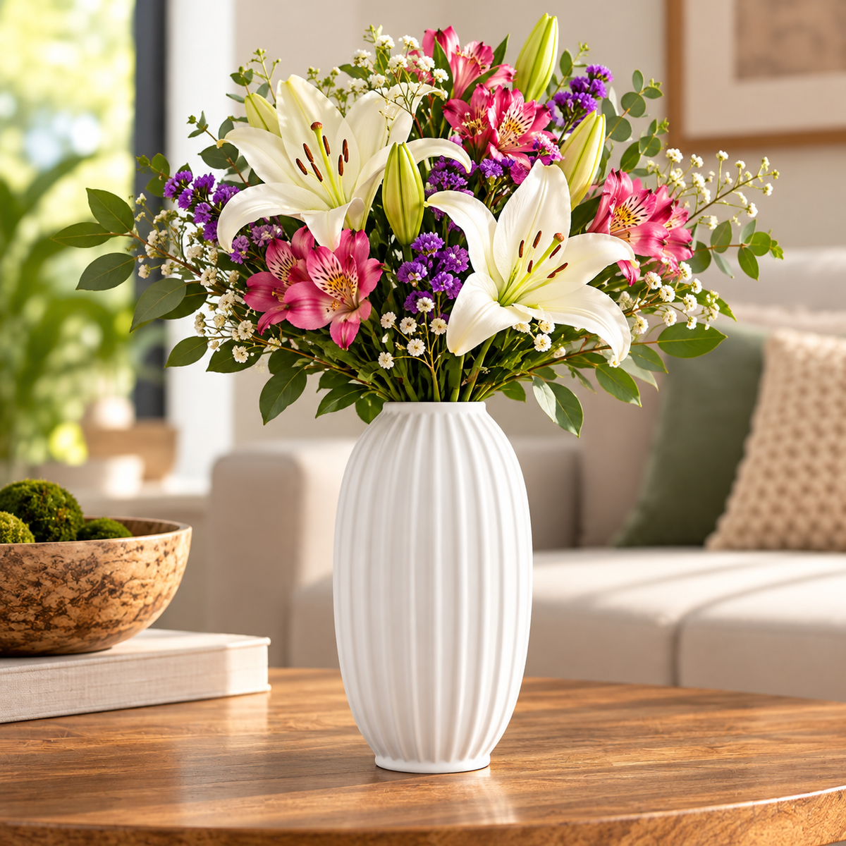 Fenton Embossed Column Ceramic Vase