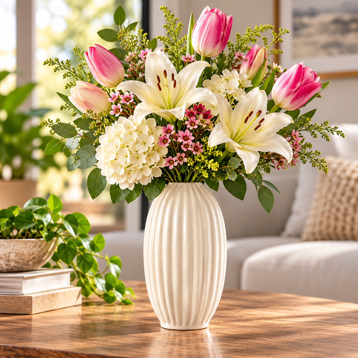 Fenton Embossed Column Ceramic Vase