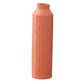 A tall, ribbed ceramic vase in a warm terracotta or burnt orange color, shown against a plain white background.