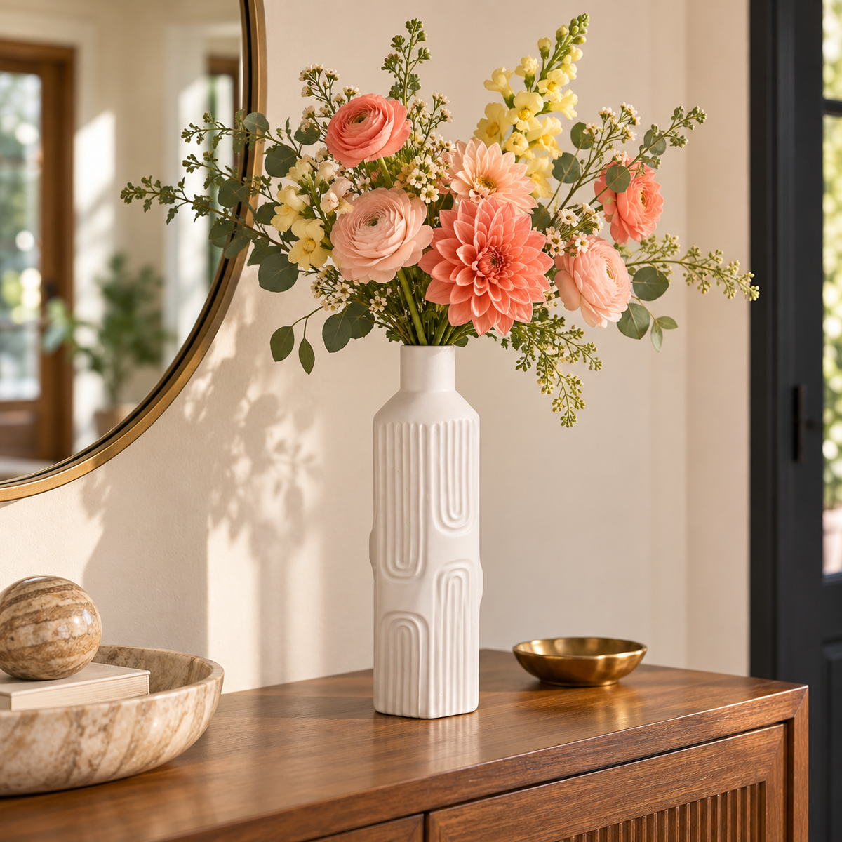 Ardelle Ceramic Square Bottle Vase