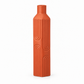 An orange terracotta-colored ceramic vase with a ribbed texture and embossed geometric wave patterns, shown on a clean white background.