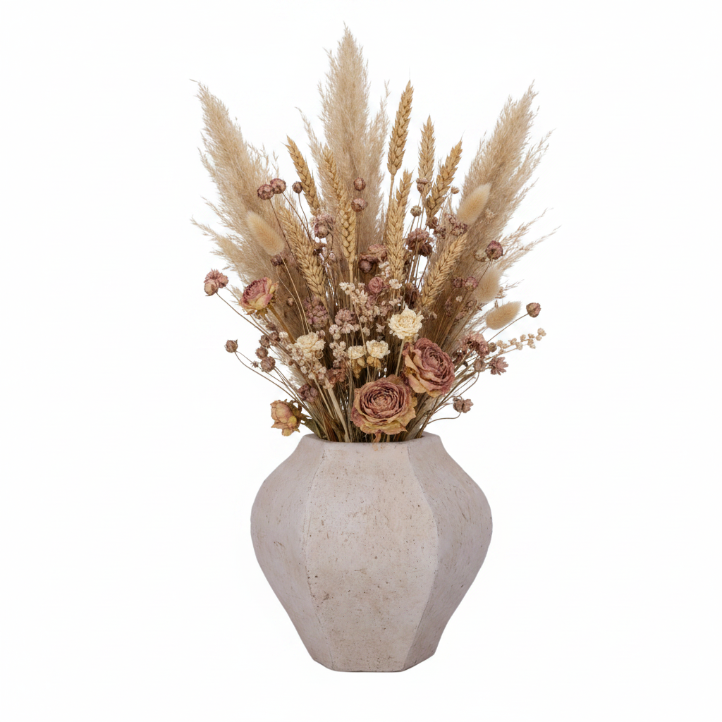 Lana Handcrafted Faceted Terracotta Vase with Sculptural Form