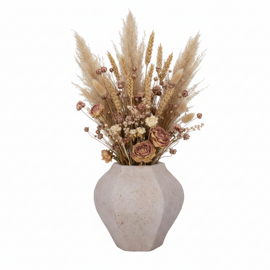 Lana Handcrafted Faceted Terracotta Vase with Sculptural Form