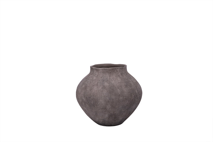 Terracotta Textured Fluted Vase Brown