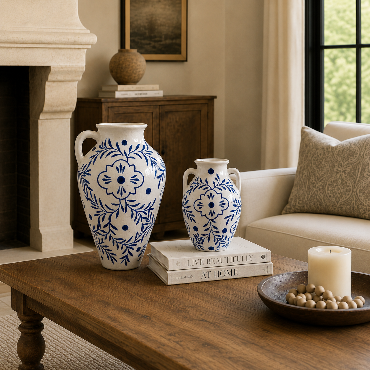 Ami Chinoiserie Single-Handled Ceramic Vase