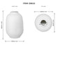 White textured ceramic vase shown with front and top views and dimension labels on a white background. The image includes the text 'ITEM 29810' and measurements for height, width, and opening diameter.