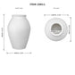 White ceramic vase shown with front and top views and dimension labels on a white background. The image includes the text 'ITEM 29811' and measurements for height, width, and opening diameter.