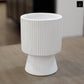 Oksana Ribbed Stoneware Vase with Tapered Pedestal Base