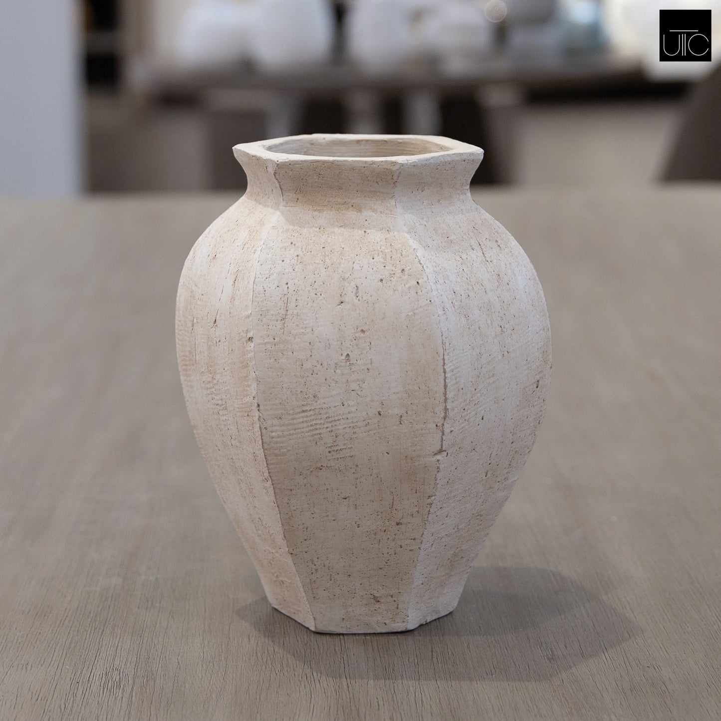 Moselle Handcrafted Faceted Bulbous Terracotta Vase